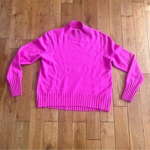 J. Crew Vibrant Pink Mock Neck 100% Cashmere Sweater - Size Medium